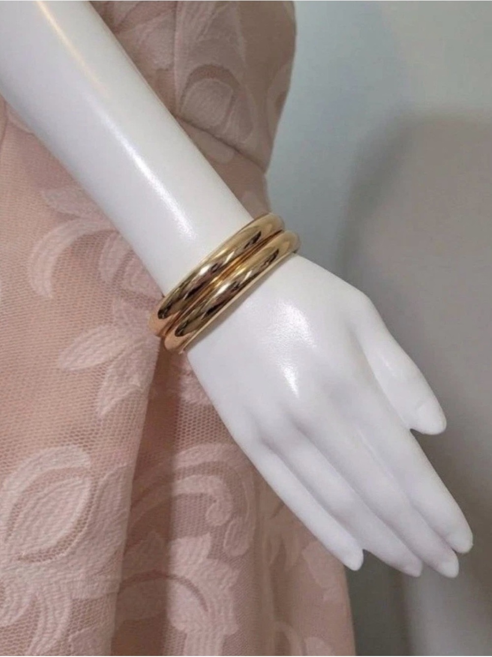 LOFT Gold Tone Split Cuff Bracelet Double Row Statement Bangle